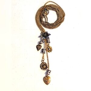 Bolero Charm Necklace Boho Festival Bronze Mixed Metal Long 18" Mixed Metals